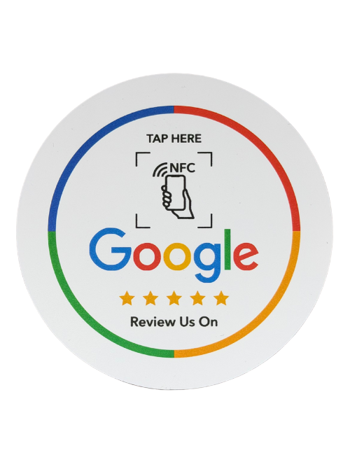 NFC círculo blanco de reseñas de Google en Málaga